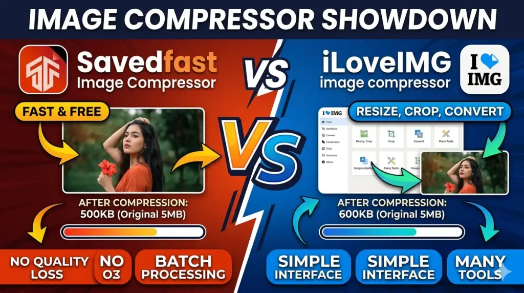 Savedfast vs iLoveIMG: Best Free Image Compressor 2026
